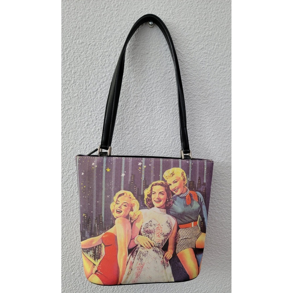 Vintage Pin Up Girl Sequin Graphic Shoulder Bag Retro 50s Glam Marilyn Monroe